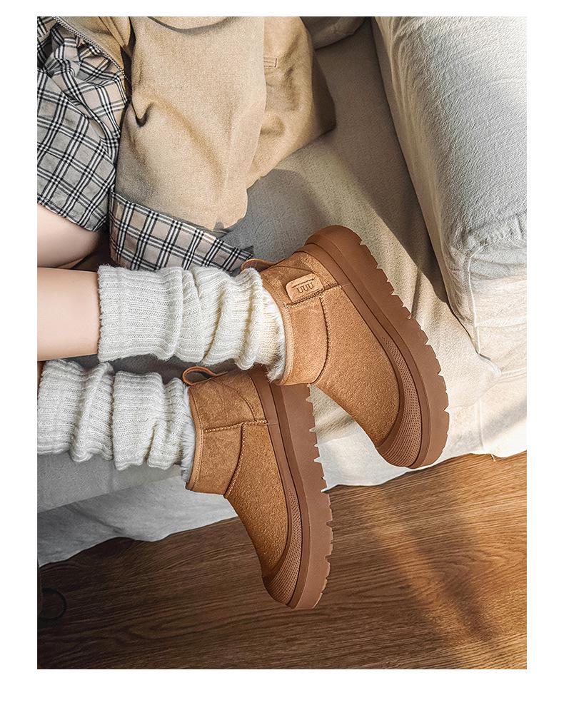 Men's Winter Snow Boots – Real Leather, Fur Lined, Non-Slip, Wool, Short, Thick Velvet, Cold-Proof, Warm.