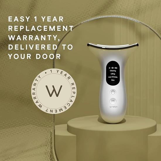 Rechargeable 4 In 1 Face and Neck Massager and Skin Lifting Device with 3-Color LED Therapy and Vibrational Modes, Digital Display, and Multi-Mode