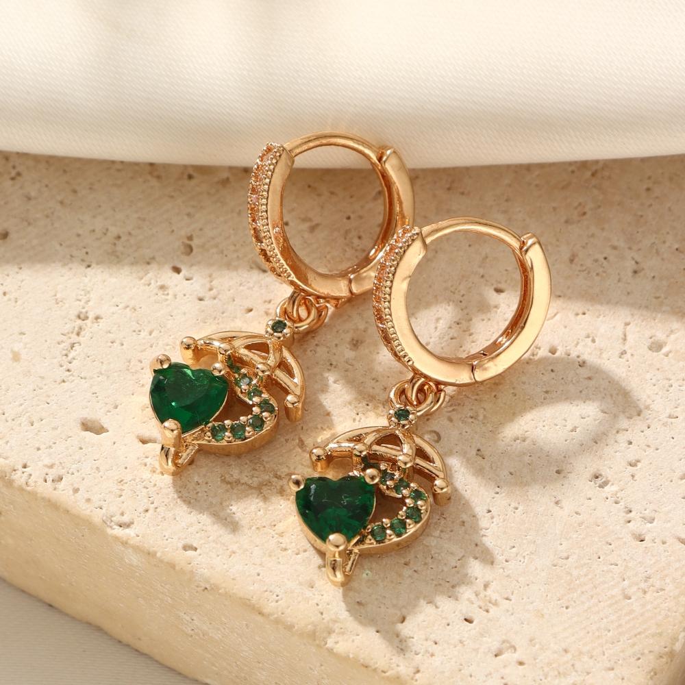 

1 пара модных висячих серег геометрической формы для женщин, ювелирные изделия с кубическим цирконием, повседневные аксессуары для свадьбы и вечеринки зелёный