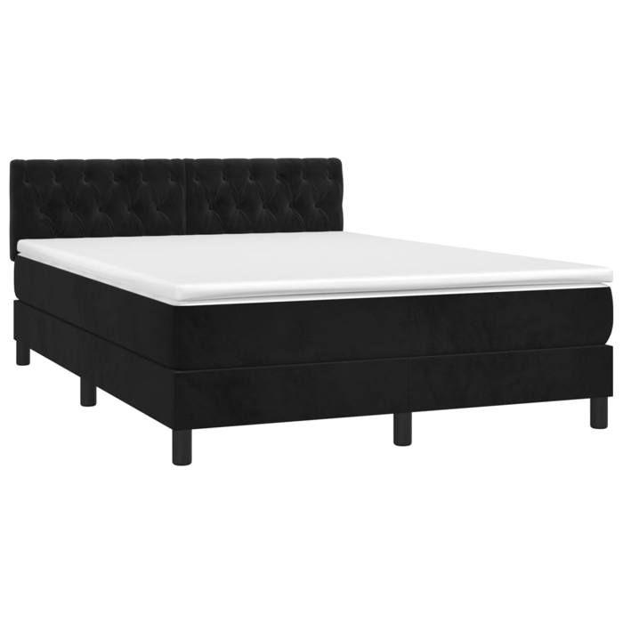 Maison Exclusive - Sommier à lattes de lit avec matelas et LED Noir 140x190 cm