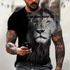 Jesus-Muster Löwe 3D-Druck Sommer Herren O-Ausschnitt T-Shirt Lässig Kurzarm Oversized Pullover Mode Streetwear Herrenbekleidung