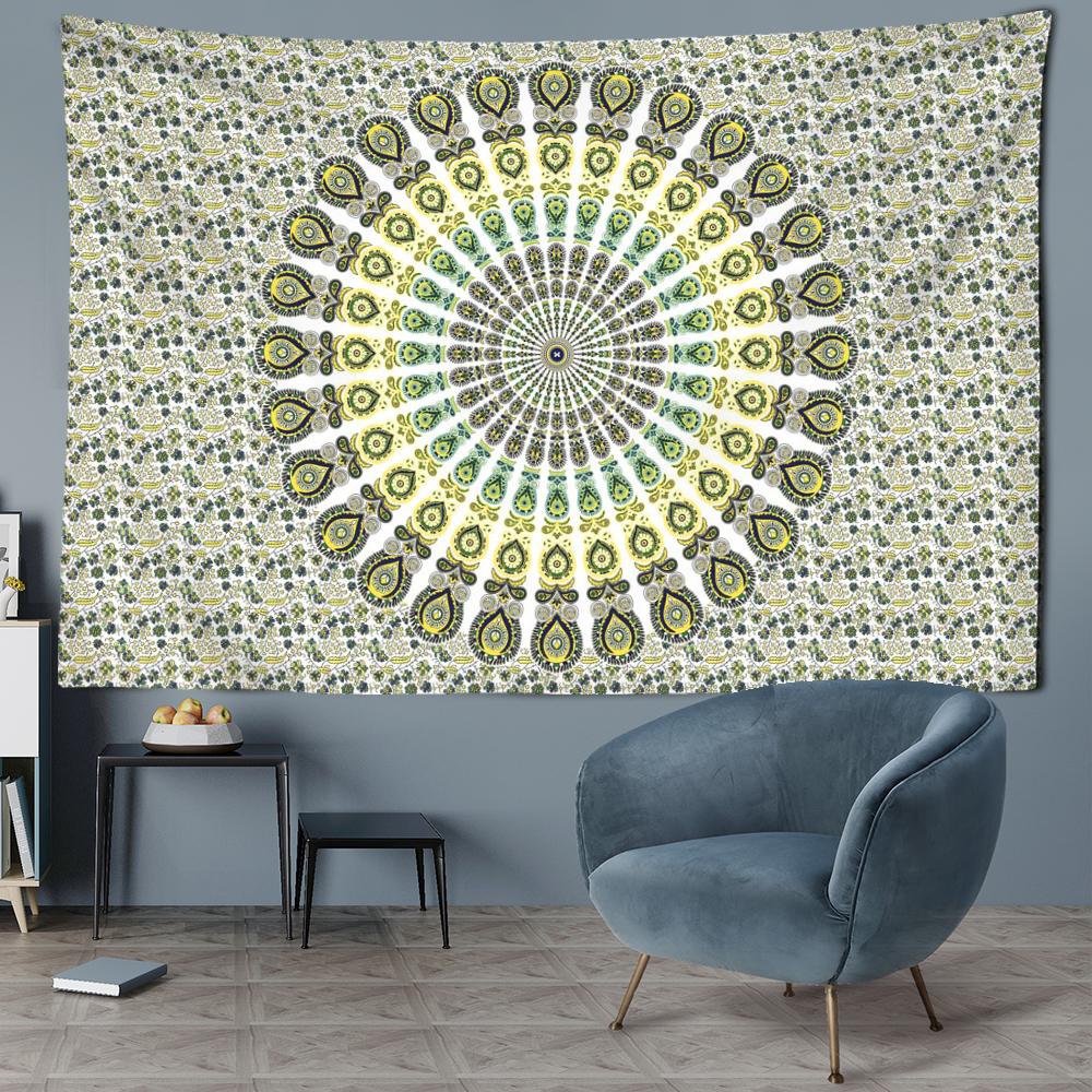 

Шартрез Мандала Гобелен Настенный Абстрактное Искусство Богемная Спальня Эстетика Декор Комнаты Фон Ткань 95x70CM