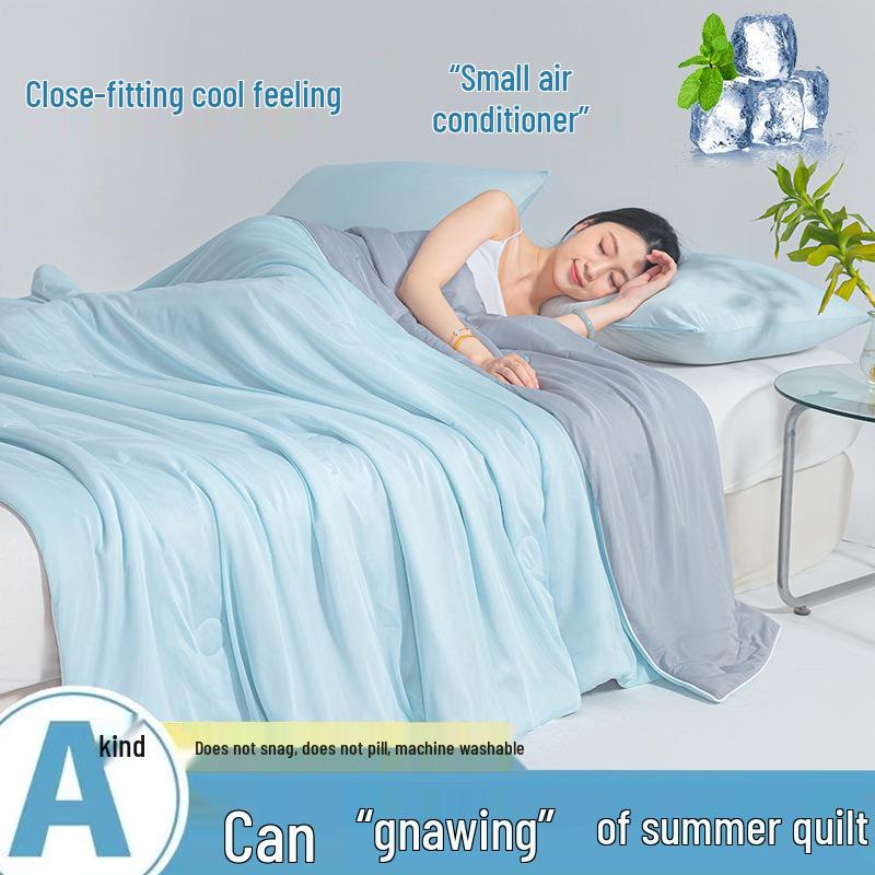 2025 A-Class Mica Cool Silk Summer Air Conditioning Quilt - Luxury Solid Color, Double Spliced, Washable