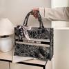 Women's Trendy Tote Bag with Print & Silk Scarf – High-Capacity, Versatile Handbag for Commute