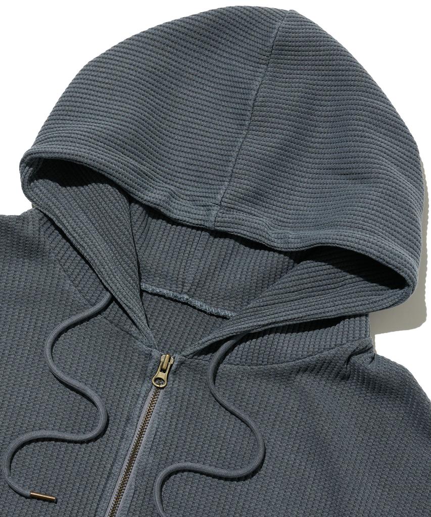 Otherfits Cozy Waffle Pig Dyed Zip-Up Hoodie (Navy)