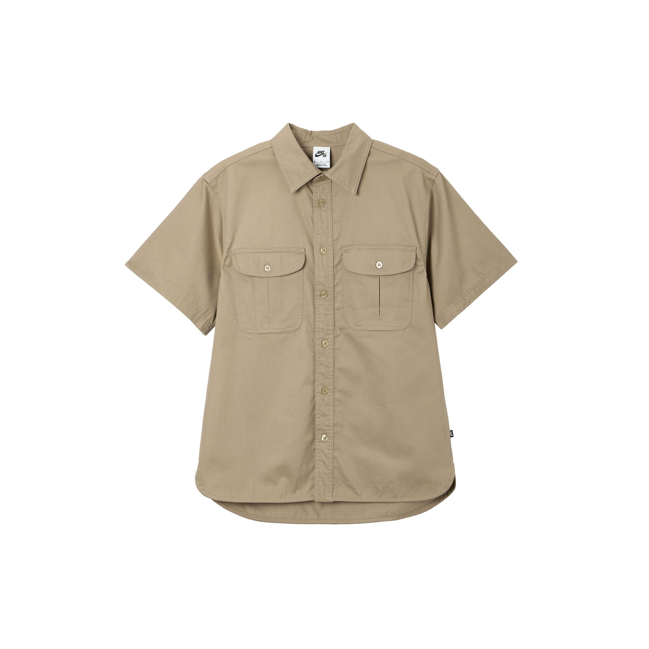 Nike Sb Tanglin Short Sleeve Woven Button Skate Top Khaki Men s FQ0400-247 L