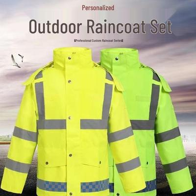 Reflective Waterproof Raincoat Set for Traffic Safety and Security Patrols