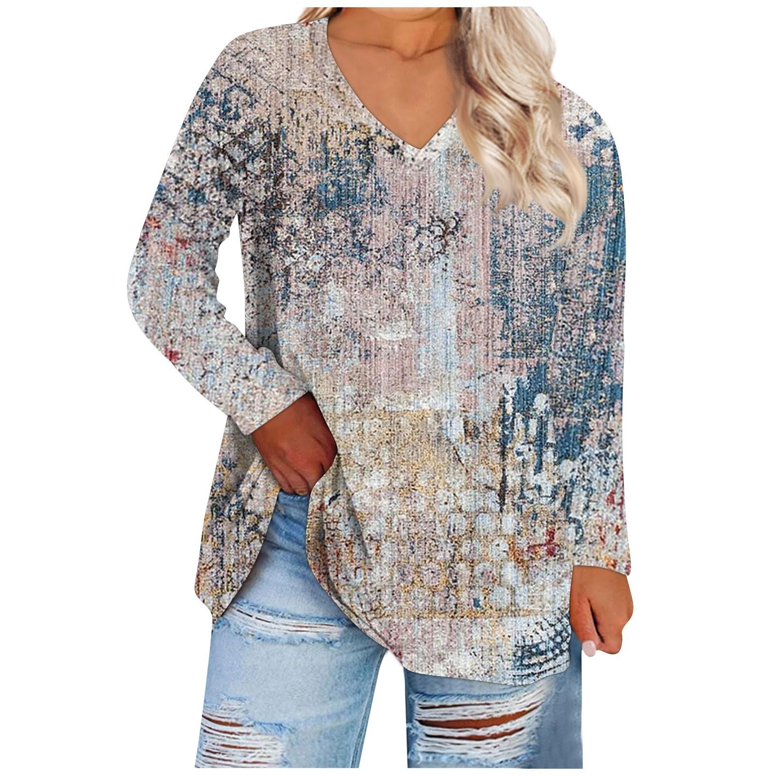 

Women s Round Neck Loose And Comfortable Printed Long Sleeved T-shirt Casual XXXXL рожевий