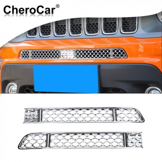2XGrilă Față Cromată etc. Grilă Plasă Ornament Decorativ Capac pentru Jeep Renegade