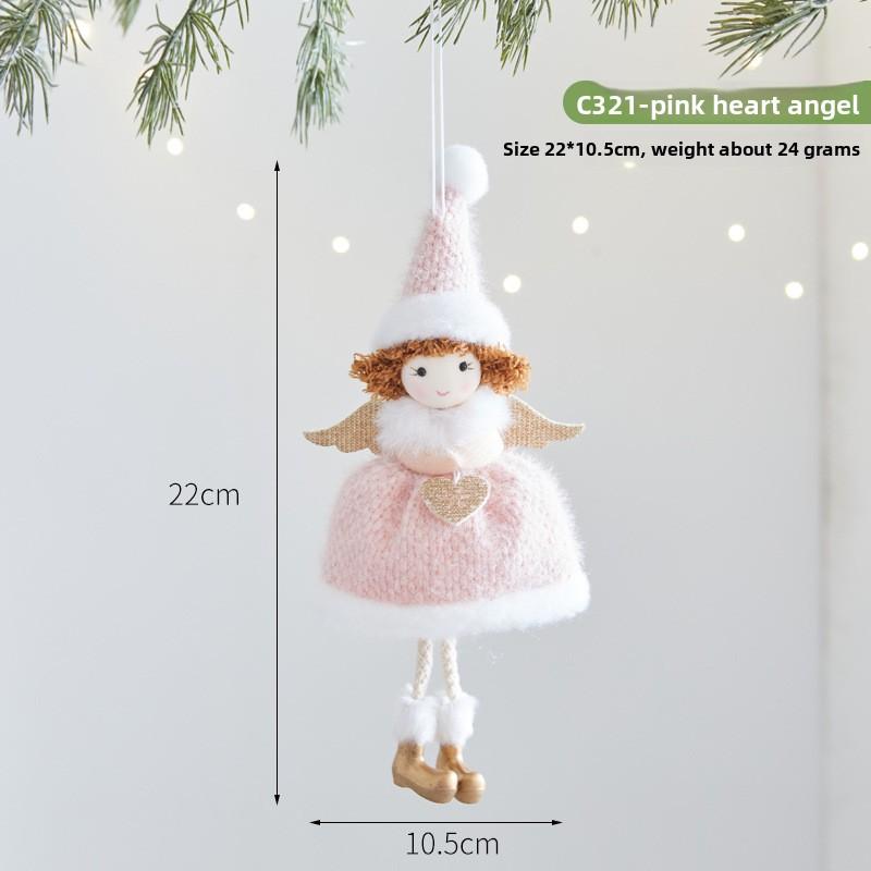 New Christmas Chiffon Dress Angel Girl Doll Ornament for Christmas Tree Decoration Cute Doll Pendant Gift