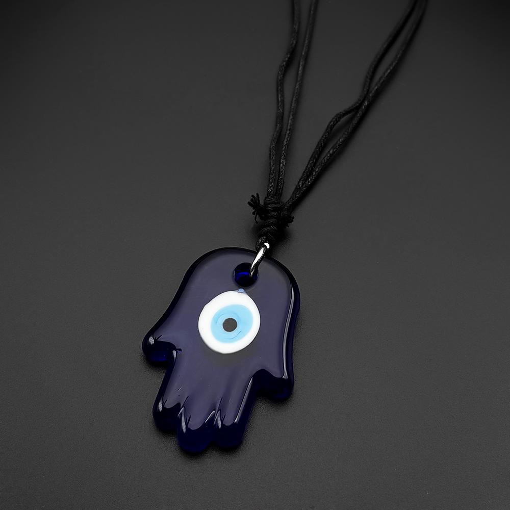 Lucky Evil Eye Fatim Hand Chain For Women Men Blue Window Glass Heart Islam Amulet Clavicle Necklace Adjustable Energy Jewelry