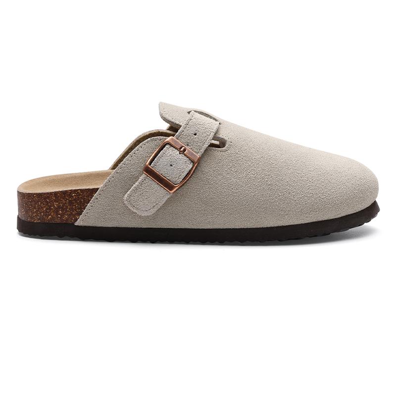 Bebealy Fashion Suede Men Clogs Slippers Soft Cork Beach Slippers Outdoor Women Nonslip Mules With Arch Support Men Slippers