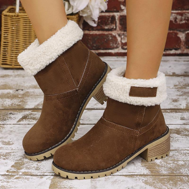 Large-size Women's Chunky Platform Cotton Shoes, New Style Round-toe Snow Boots for Women