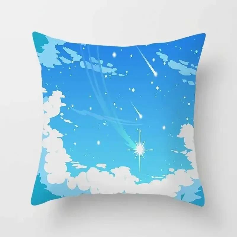 Sky Scenes Clouds Stars And Sun Pillows Pattern Cushion Cover Suitable For Sofa Bedroom Car Pillow Cover