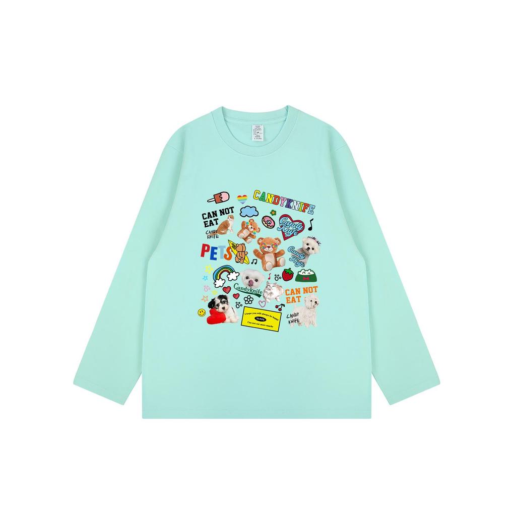 Trendy Cartoon Print Japanese Bestie Long Sleeve Loose Autumn T-Shirt