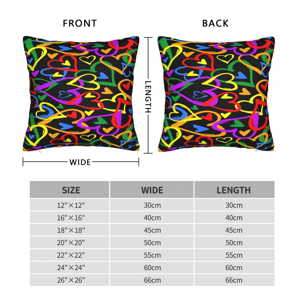 Colorful Heart Pillow Cover Fashion Pillow Case For Wedding Party Home Decor Graphic Cushion Cover Gift