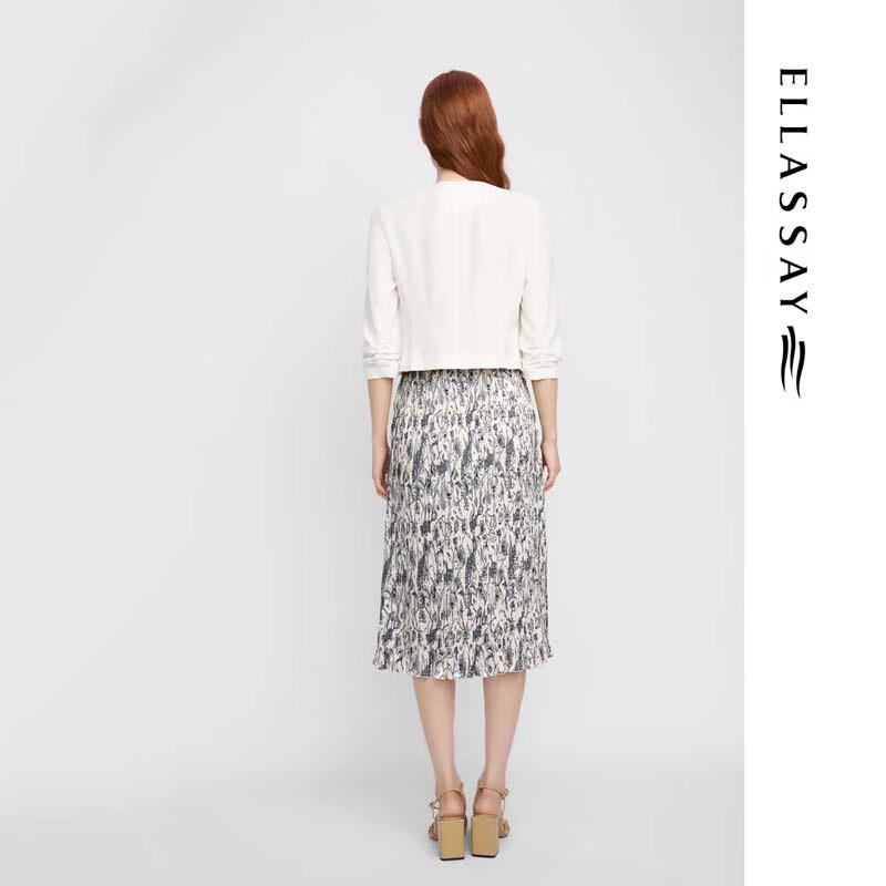 ELLASSAY Elegant Pleated Print Midi Dress
