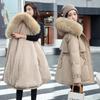 Cappotto Piumino Invernale da Donna di Media Lunghezza in Cotone con Collo in Eco Pelliccia Caldo Foderato Vestibilità Aderente Disponibile in Taglie Forti