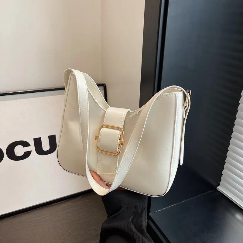 Large Capacity Monochromatic Shoulder Bag for Women Feminine Armpit Bag Simple and Casual Retro Fashion New