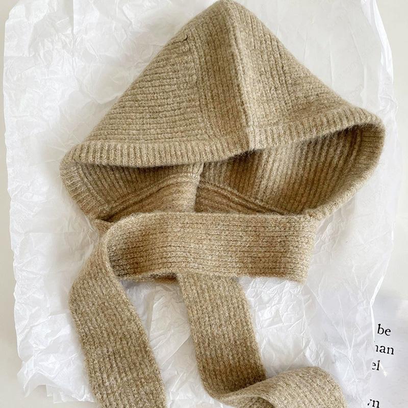1Pc Wool Warm Knitted Winter Ear Protection Retro Cotton Blends Balaclava Hat Scarf