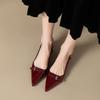 French Soft Leather Pointed Patent Leather Bag Head Sandals Women's Summer 2025 New Fairy Style Retro Versatile Stiletto Empty Shoes