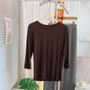 T-shirt Modal à Manches Sept-Quarts Hypoallergénique pour Femme - Couche de Base Confortable et Polyvalente à Col Rond pour le Printemps/Été.