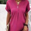 Women's Summer Shirt Dress Casual V-Neck Short Sleeve T-shirt Dress Beach Vacation Mini Shift Sundress