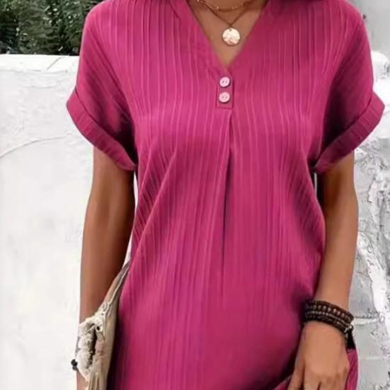 Women's Summer Shirt Dress Casual V-Neck Short Sleeve T-shirt Dress Beach Vacation Mini Shift Sundress