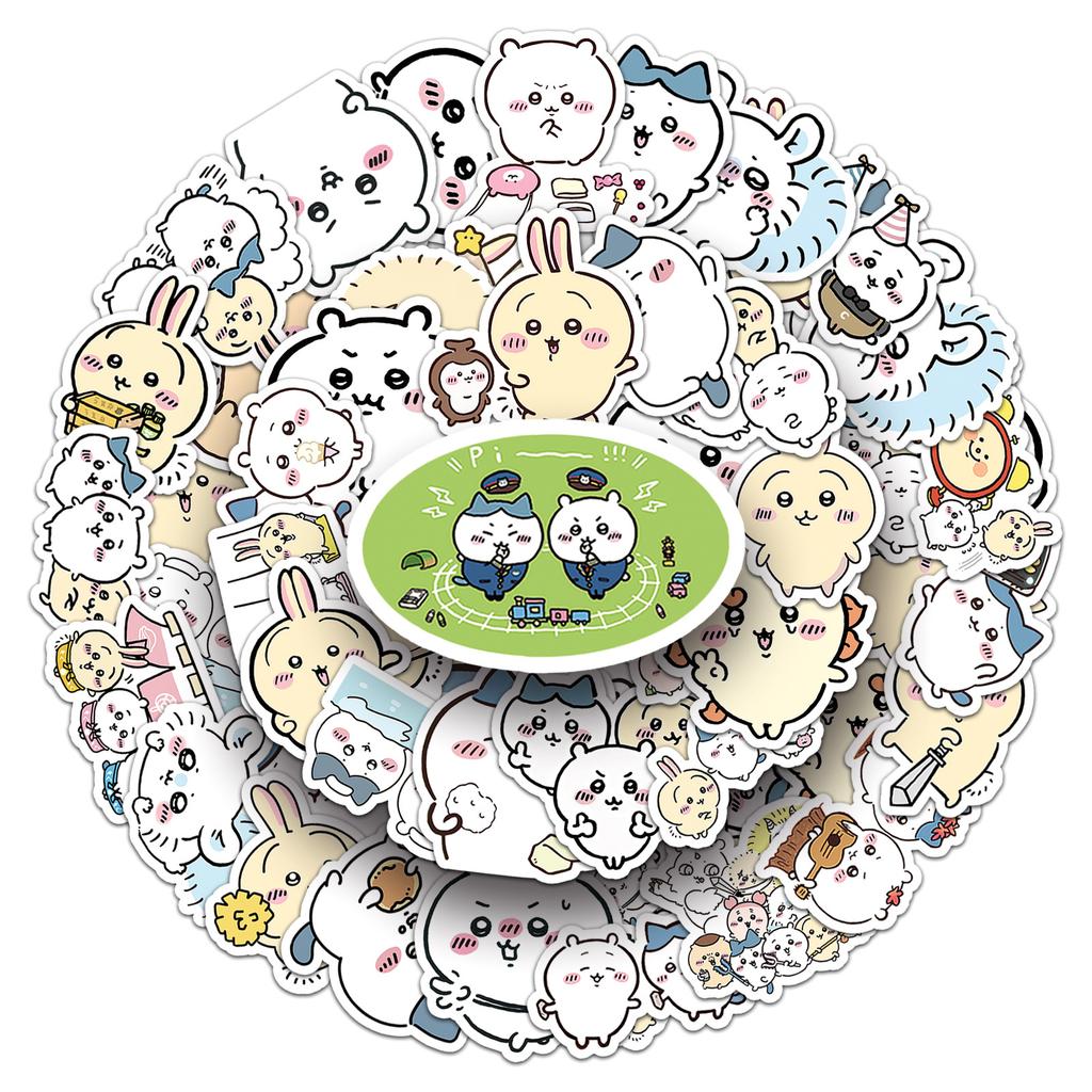 New 50Pcs Non-Repeating Cartoon Chiikawa Stickers Cute Decals Diy For Water Cup Skateboard Kawaii Kids Toys Sticker Decoration