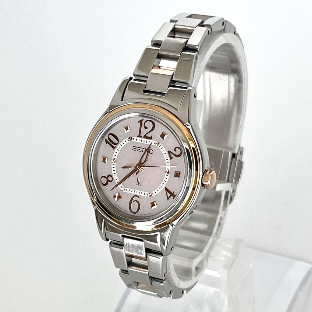 Polished Seiko Lukia Excellent Pink S2428 [Working Condition] Ladies' Watch, Radio-Controlled Solar, Condition, Dial, Gold