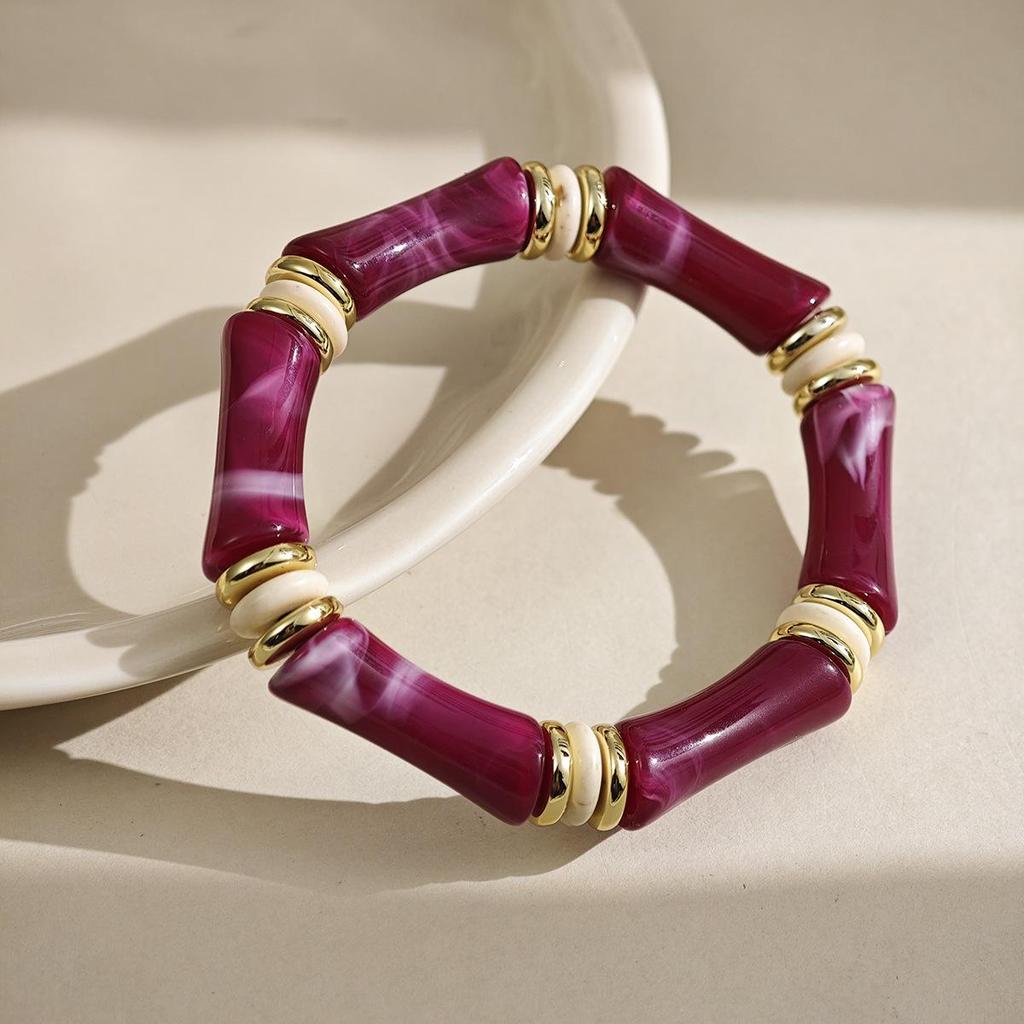 Bracciale Curvo Stile Bambù Gradiente Cinese: Design di anello a mano colorato, unico e retrò.