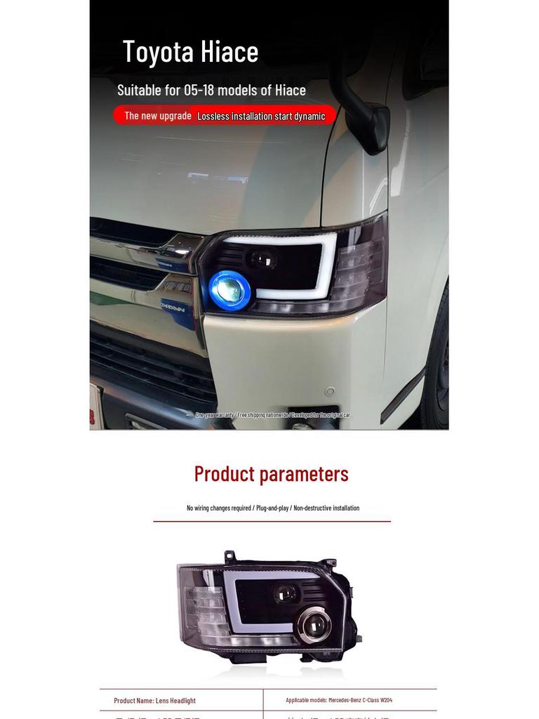 LED Projector Headlights with Flowing Turn Signals for 2005-2018 Toyota Hiace