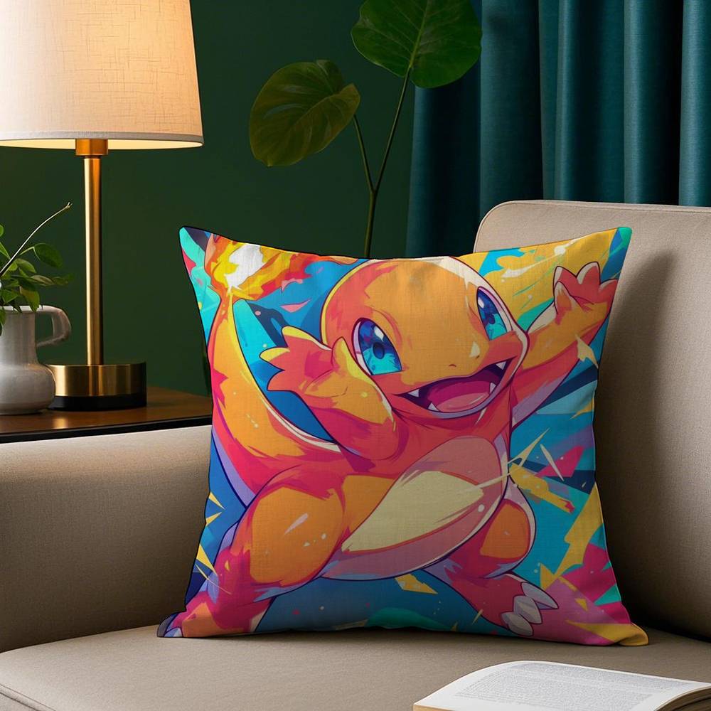 Cute C-Charmander Pillow Case Plush Fabric Soft Pillowcase Double Sided Print Sofa Cushion Pokemon Cover Throw