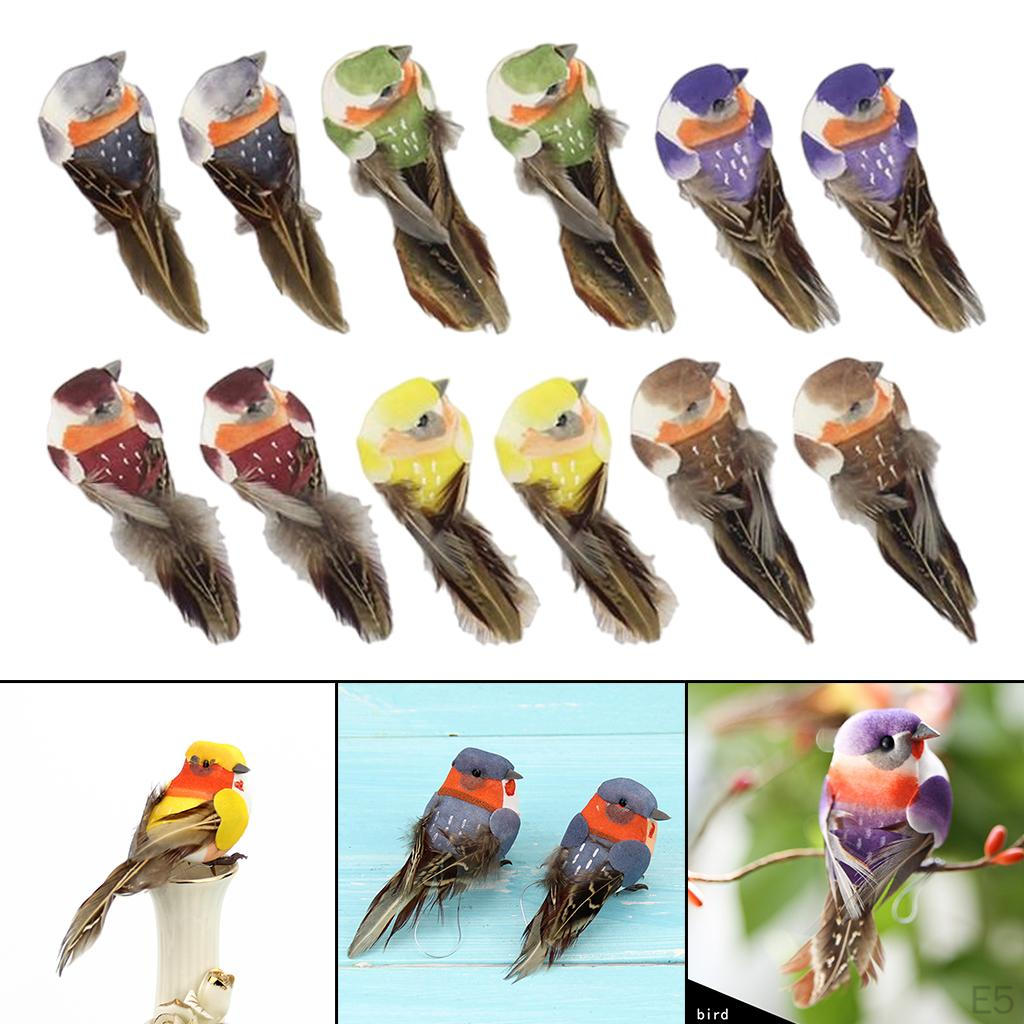 12 Pcs Birds Figurines Artificial Foam feather type bird for crafts Decoration home and garden
