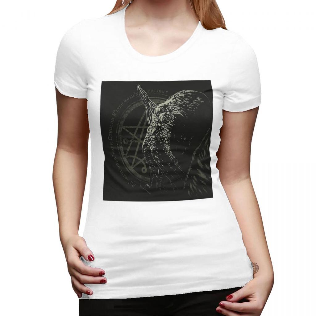 Dread Cthulhu Chant Lovecraft T-Shirt für Damen Rundhals Streetwear T-Shirts Damen-Tees Kurze Sommerkleidung Oberteile