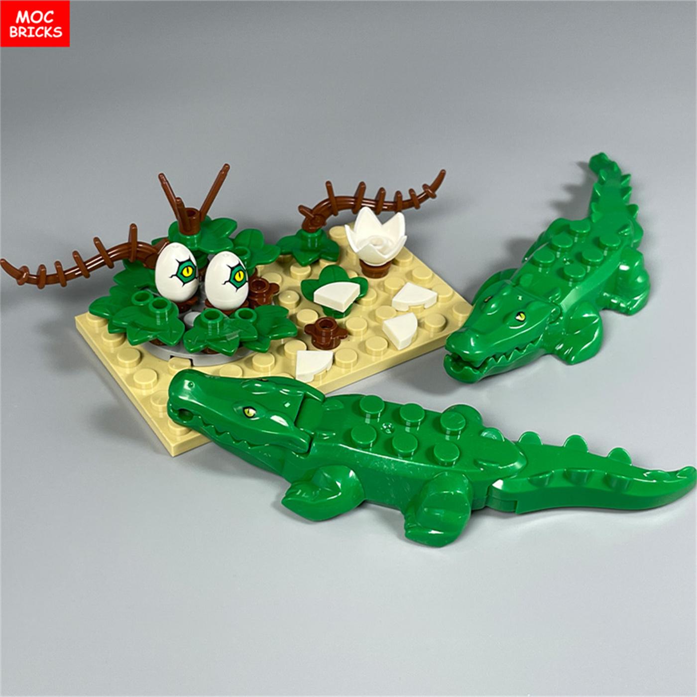 MOC Steine Dschungel Tropischer Wald Eidechse Chamäleon Pilz Baum Pflanze Anbauteile Bausteine Zusammengebaute Spielzeuge Kinder Geschenke