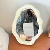 Electroplate Mirror Figurines Silver Mirror Desktop Makeup Mirror for Bathroom Living Room Study Home Decor