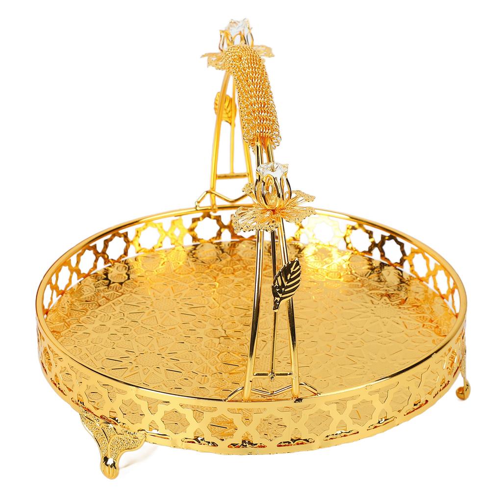 Fruit Tray Retro   Round Large Capacity Handle Design Decorative Strong Alloy Fruit Bowl for Party Family Bar Cafe