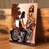 1 Piece: Vintage Motorcycle Couple Tinplate Hanging Plaque, American Country Style Bar/living Room Decorative Painting, Home Wal