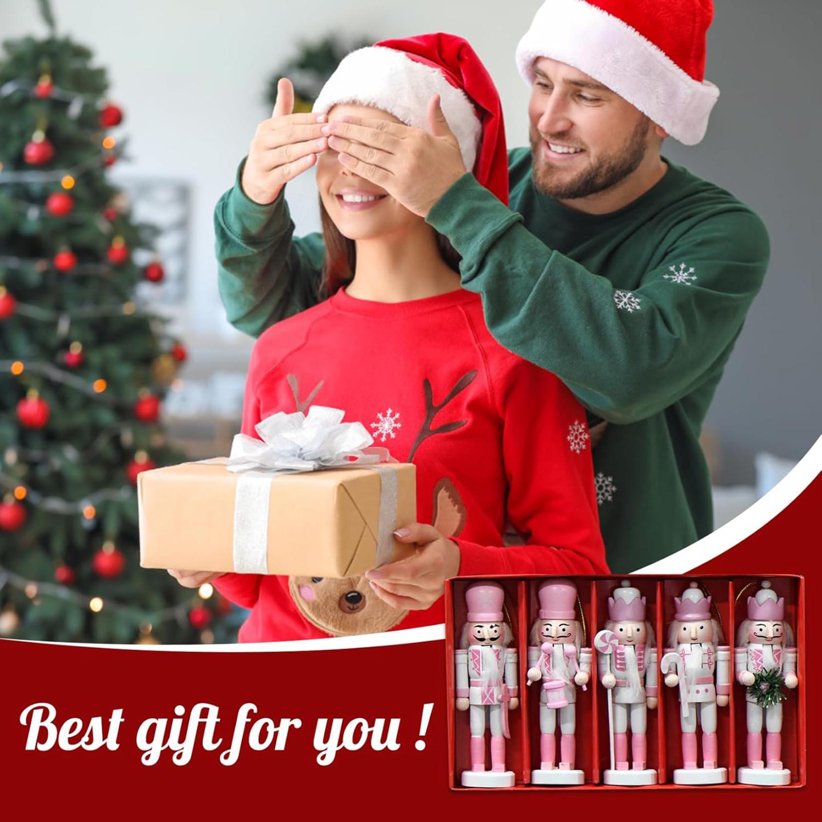 

Christmas Ornaments Set Of 5: Wooden Hangable Cute Soldier Traditional Ornaments, Suitable For Home/ Desktop Decoration One Size