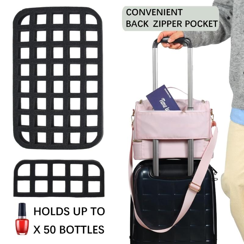 Portable Nail Varnish Organizers Bag Double Handles Adjustable Strap Waterproof Polyester Makeup Storage Case 30x22x25cm