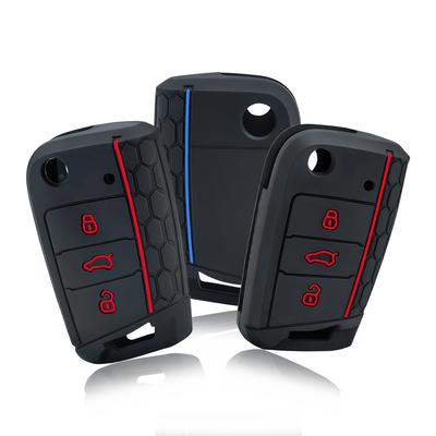 Car Silicone Key Case Cover For Vw Volkswagen Golf 7 Mk7 Tiguan Mk2 T-Roc T-Cross Skoda Octavia Kodiaq Karoq Seat Ateca Leon Fob