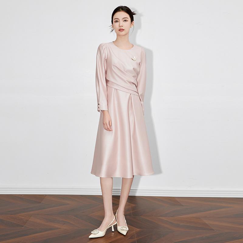 

Элегантное платье с французскими складками - Дизайн с высоким блеском для банкетов и торжественных случаев XL розовый