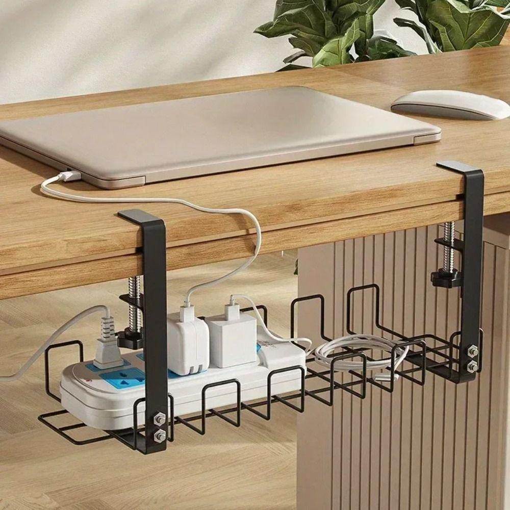 No Punching Under Table Storage Rack Space Saving Desk Wire Organizer  Office