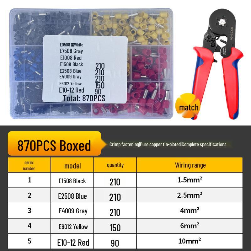 HSC8 6-4 Insulated Tubular Terminal Crimping Pliers Set