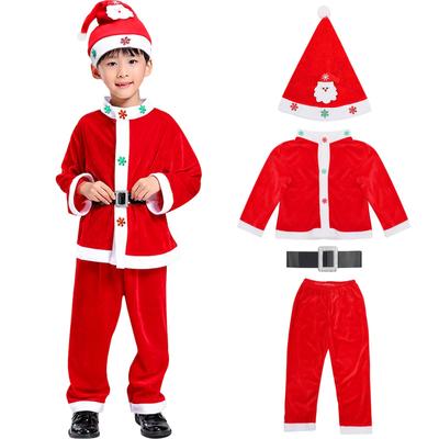 [HTPARY] Fantasia de Natal Cosplay de Papai Noel para Crianças com Chapéu para Meninos e Meninas, Perfeita para Recitais e Festivais Escolares
