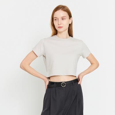MOCCASOM [Women] Organic Plain Crop Short Sleeve Tee (Rgf4-Ts004B)