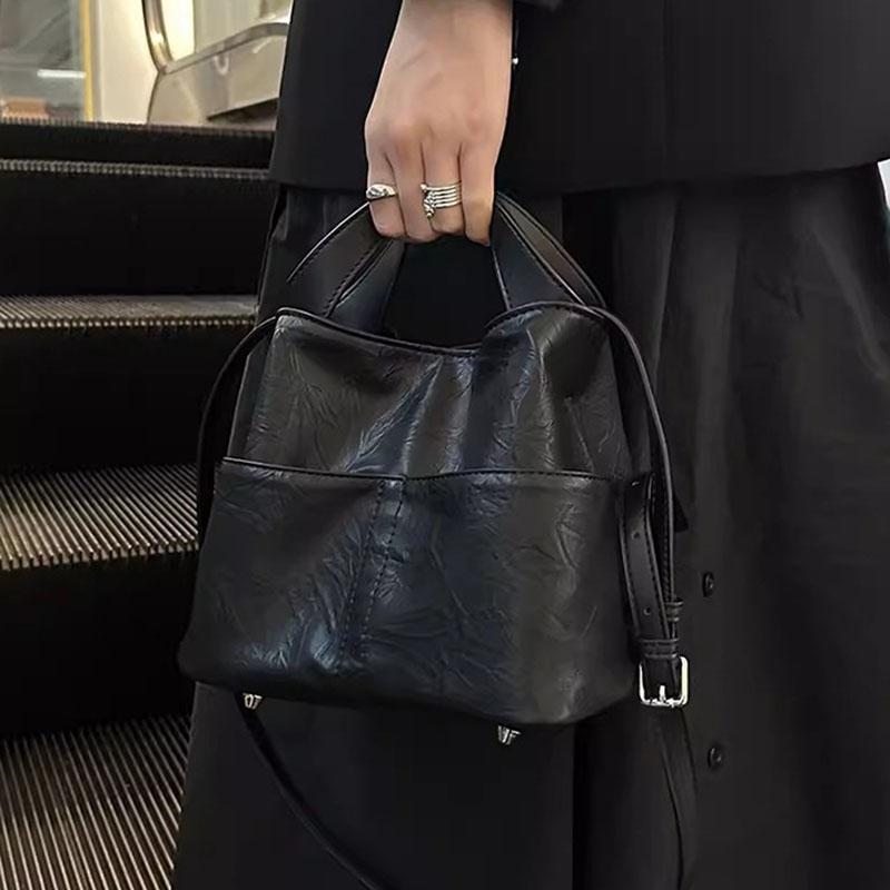 Weiche Ledertaschen für Damen vielseitige Schultertaschen einfache Umhängetasche Retro und lässig pendelnd