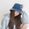 25 early autumn new denim bucket hat women's high quality plain face cover basin hat tide