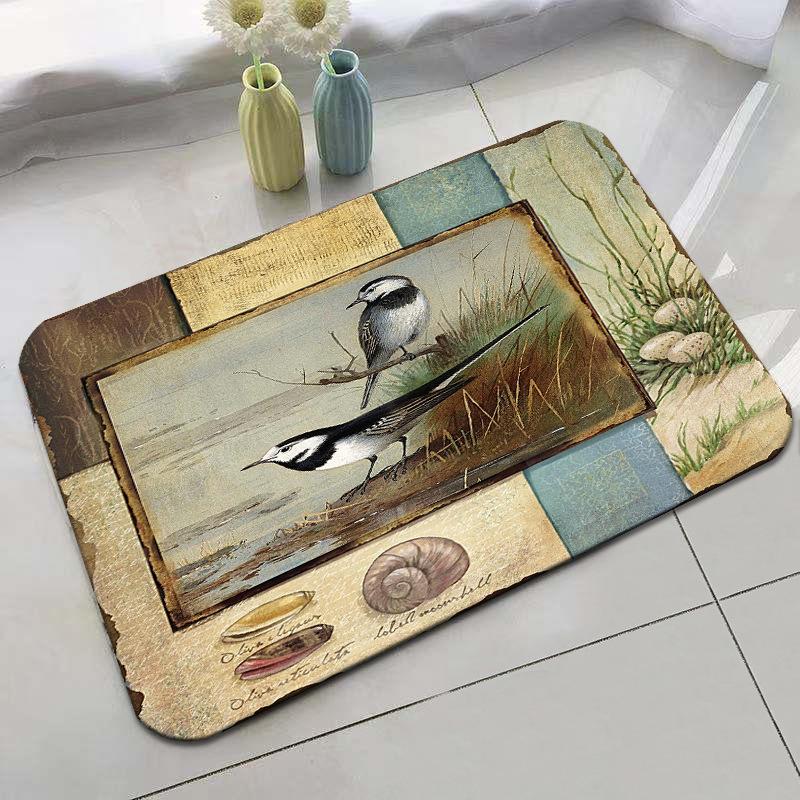Retro Rural Style Floor Mat Entrance Mat Bathroom Door Mat Absorbent Carpet Living Room Coffee Table Mat